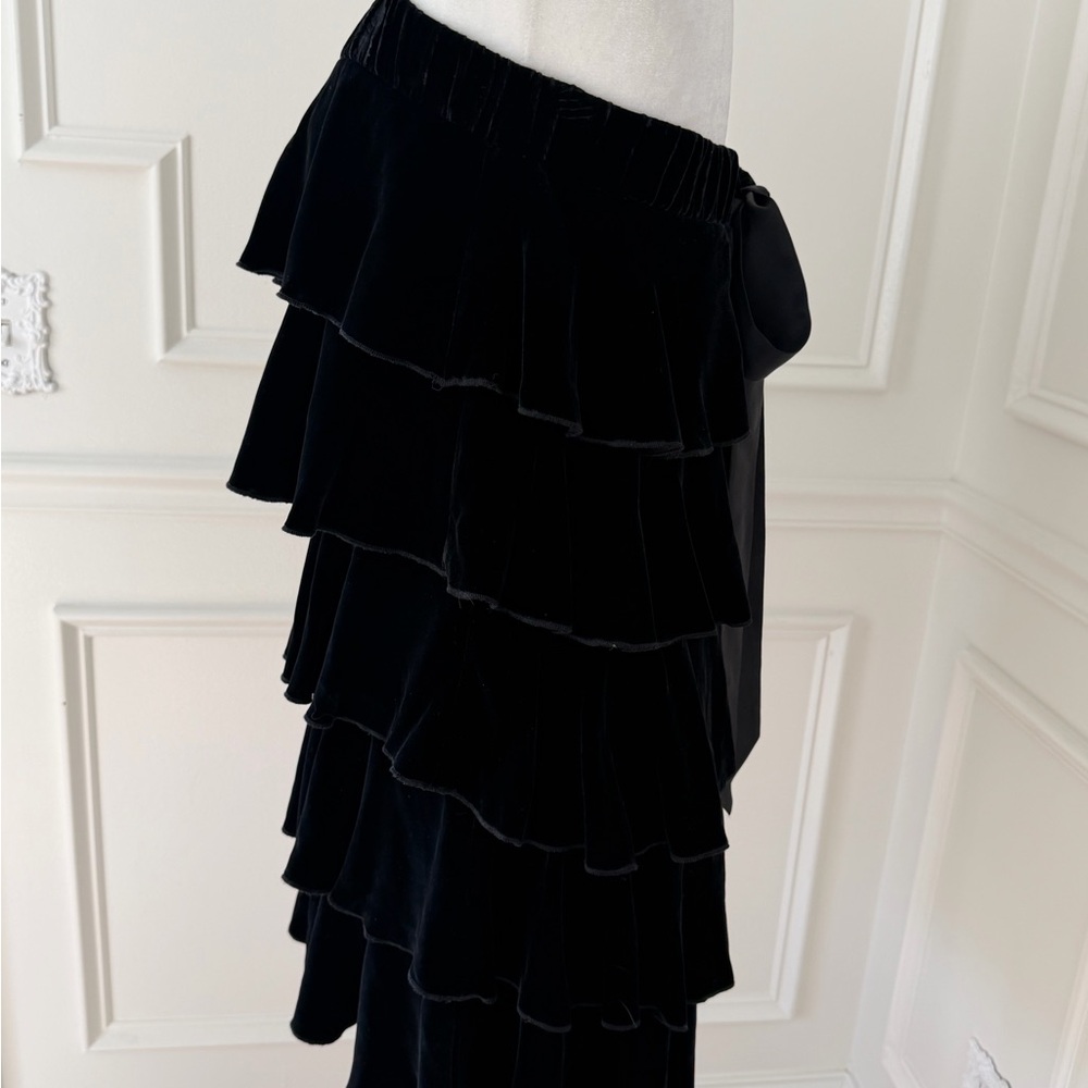 Vintage Juicy Couture Strapless Velvet Ruffled Mini Dress - Picture 3 of 10